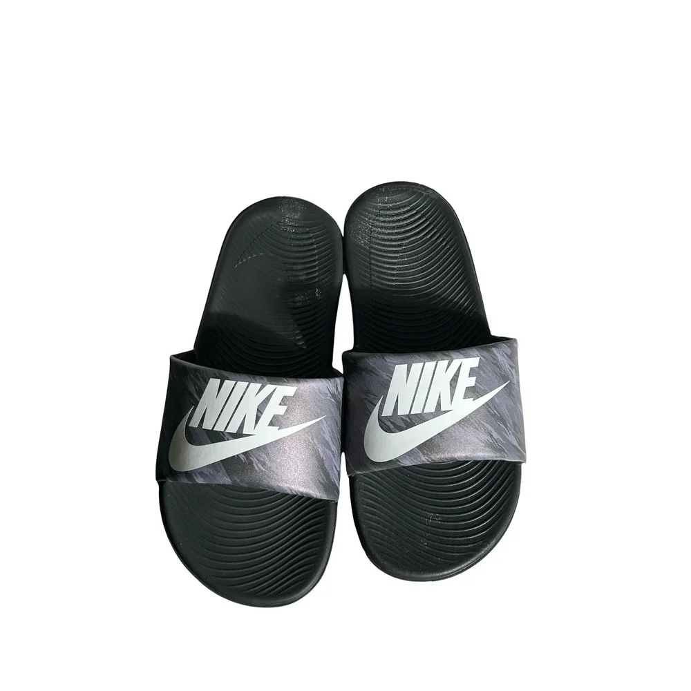 Nike Kawa Kids Slides Black Grey Patterned Sandals DN3970-001 Size 4Y